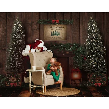 Vianočné Fotografie Pozadie Fotenie Rustikálne Krbové Drevo Krb Pozadí Zelenej Vianočný Stromček Farmy Zimné Photocall
