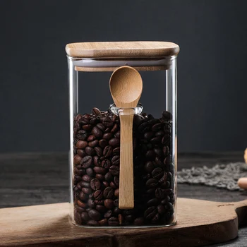 Vzduchotesné Skladovanie Potravín Jar Sklo Coffee Bean Korenia, Cukru, Múky, Nádoby, Kontajnery s Vekom a vareškou E2S