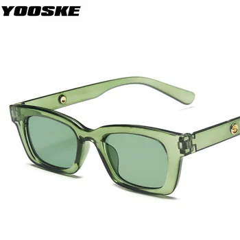 YOOSKE Módne Obdĺžnik slnečné Okuliare Ženy Muži Moderný Dizajn Značky Dámske Slnečné okuliare Retro, Čierne, Modré Okuliare UV400 cestovné Okuliare