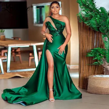 Zelená Dlho Afriky Prom Šaty 2021 Couture Flitrami Party Šaty Župan De Soirée Morská Víla Fantázia Večerné Šaty Vestidos Formales