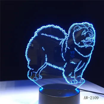 Čau Čau Psa 3D Lampy, Nočné Svetlo Dieťa Hračku LED 3D Dotyk stolná Lampa 7 Farieb Blikajúce LED Svetlo Homer Dekorácie pre Domov AW-2109