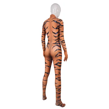 Červená Čierna Mačka Cosplay Kostým Zvierat Zentai Tesný Kombinézu 3D Tlač Lycra Tiger Halloween Oblek